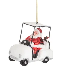 Clearance Sass and Belle Santa in a Golf Buggy Shaped Bauble