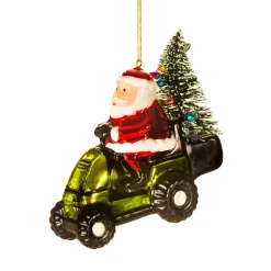 Clearance Sass and Belle Santa on a Lawn Mower Shaped Bauble