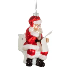 Clearance Sass and Belle Santa on the Loo Shaped Bauble