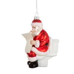 Clearance Sass and Belle Santa on the Loo Shaped Bauble