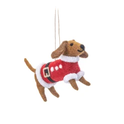 Online Sass and Belle Santa Paws Sausage Dog Felt Decoration