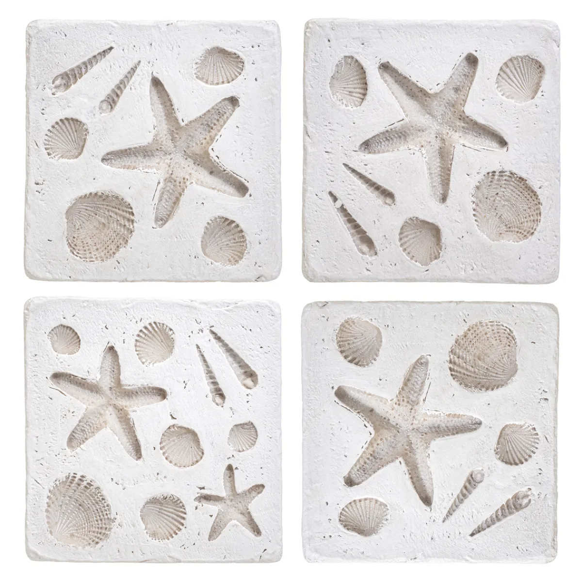 New Sass and Belle Shell Imprint Coasters - Set of 4