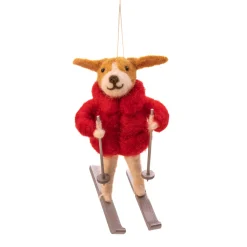 Outlet Sass and Belle Skiing Dog in Puffer Jacket Felt Decoration