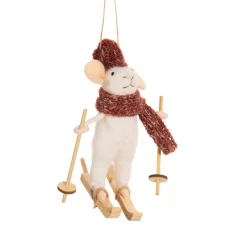 Clearance Sass and Belle Skiing Mouse Felt Hanging Decoration
