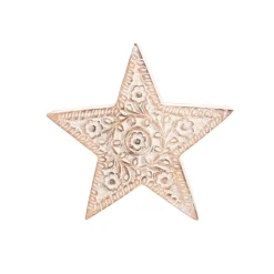 Sass and Belle Small Hand Carved Wooden Star Decoration