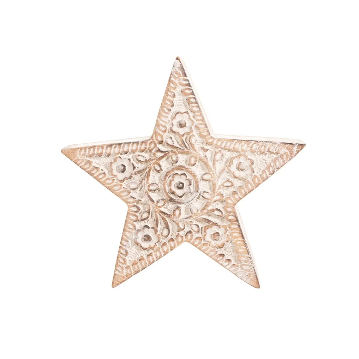 Sass and Belle Small Hand Carved Wooden Star Decoration