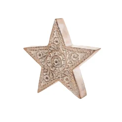Sass and Belle Small Hand Carved Wooden Star Decoration