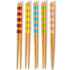 Hot Sass and Belle Striped Bamboo Chopsticks - Set of 5
