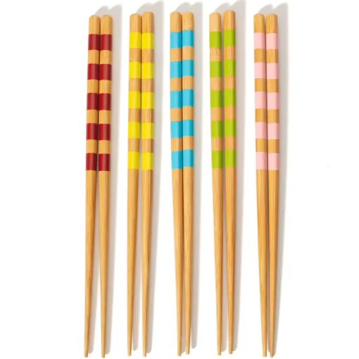 Hot Sass and Belle Striped Bamboo Chopsticks - Set of 5