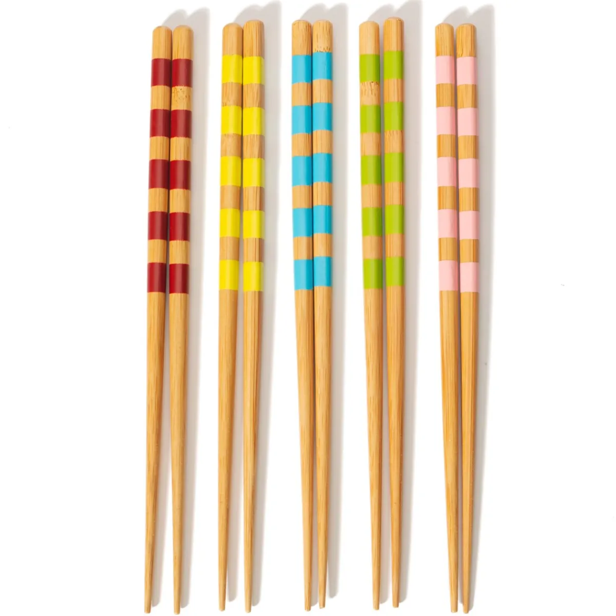 Hot Sass and Belle Striped Bamboo Chopsticks - Set of 5