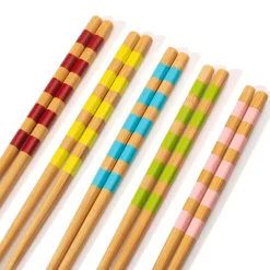 Hot Sass and Belle Striped Bamboo Chopsticks - Set of 5