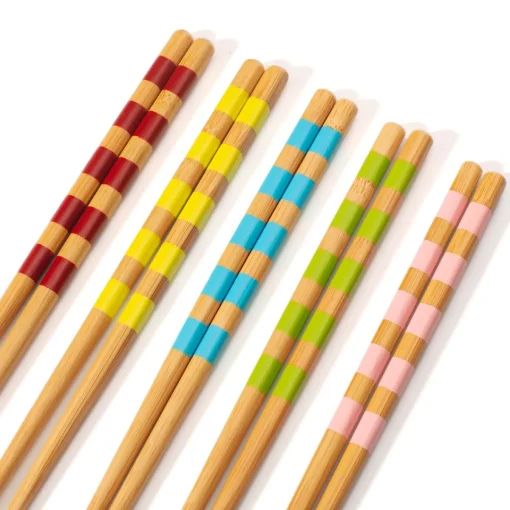 Hot Sass and Belle Striped Bamboo Chopsticks - Set of 5