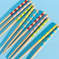 Hot Sass and Belle Striped Bamboo Chopsticks - Set of 5