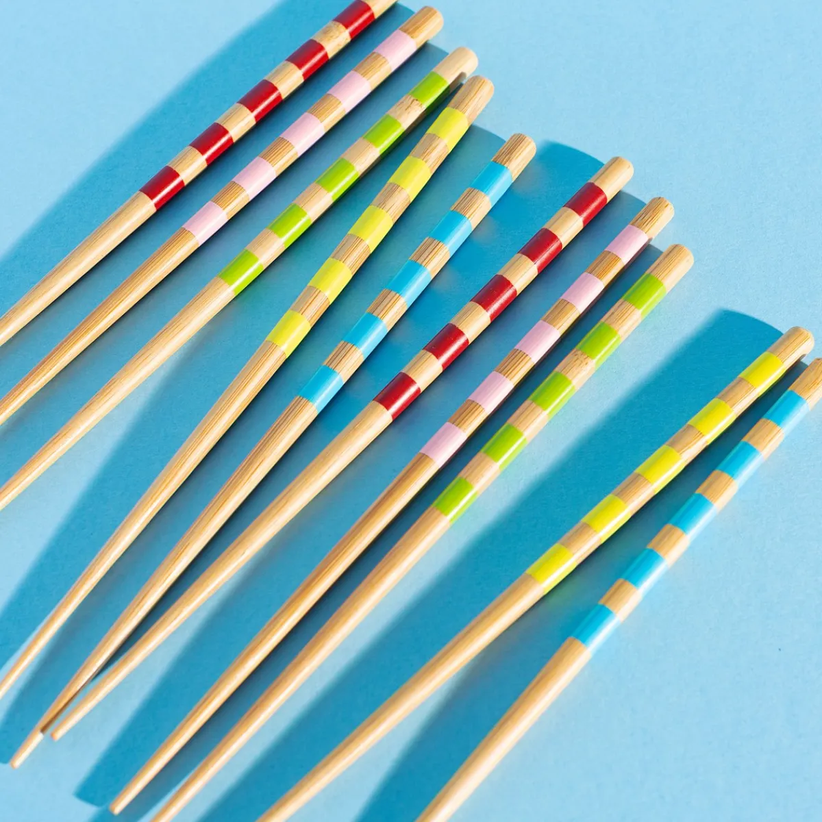 Hot Sass and Belle Striped Bamboo Chopsticks - Set of 5
