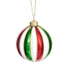 Online Sass and Belle Striped Red, Green & White Bauble