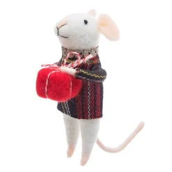 New Sass and Belle Tartan Mouse Standing Felt Decoration