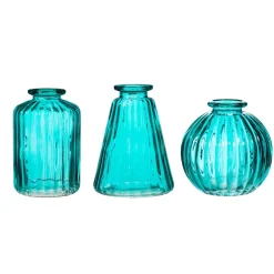 Clearance Sass and Belle Turquoise Glass Bud Vases - Set of 3