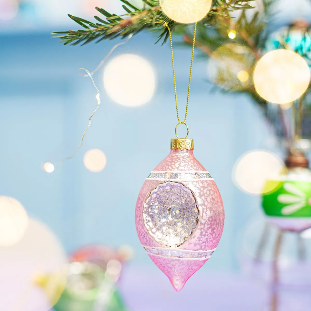 Sass and Belle Vintage Indented Pastel Bauble - Set of 4