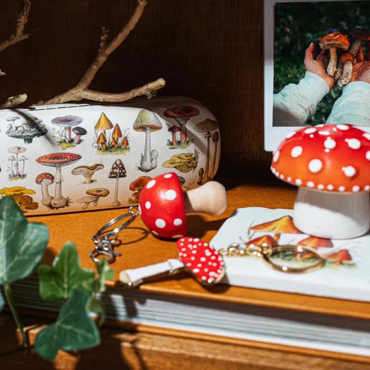 Online Sass and Belle Vintage Mushroom Enamel Keyring