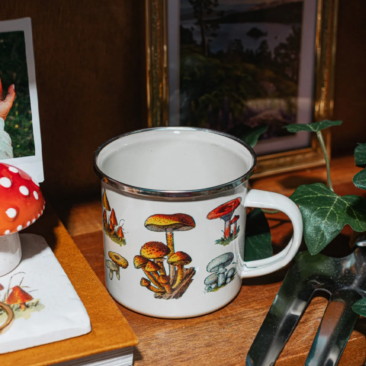 Sass and Belle Vintage Mushroom Enamel Mug