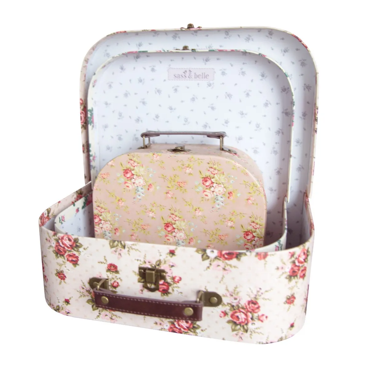 Online Sass and Belle Vintage Rose Suitcases - Set of 3