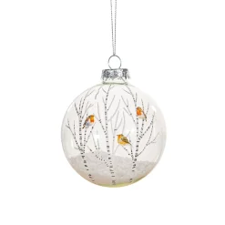 Outlet Sass and Belle Winter Robins Glass Bauble