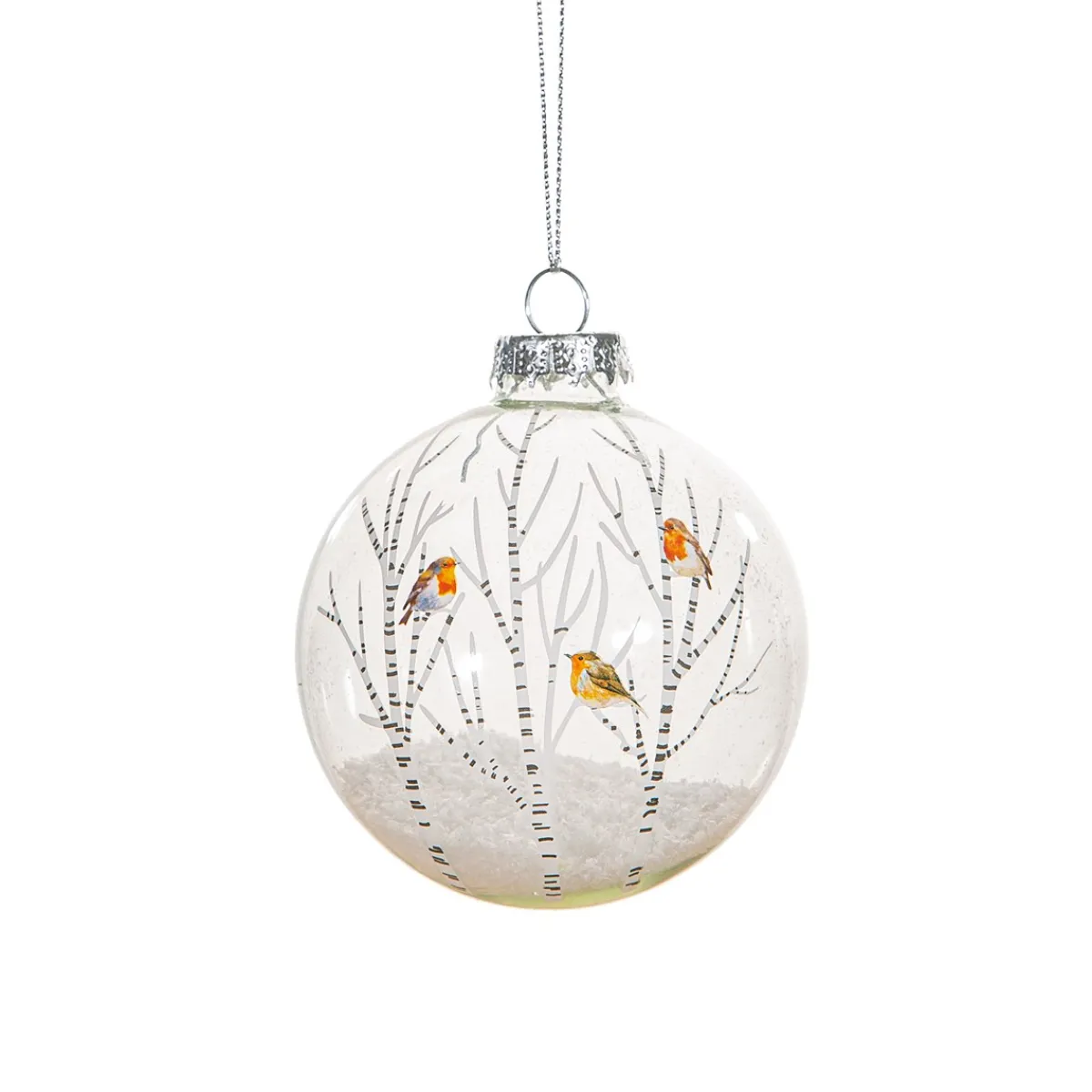 Outlet Sass and Belle Winter Robins Glass Bauble