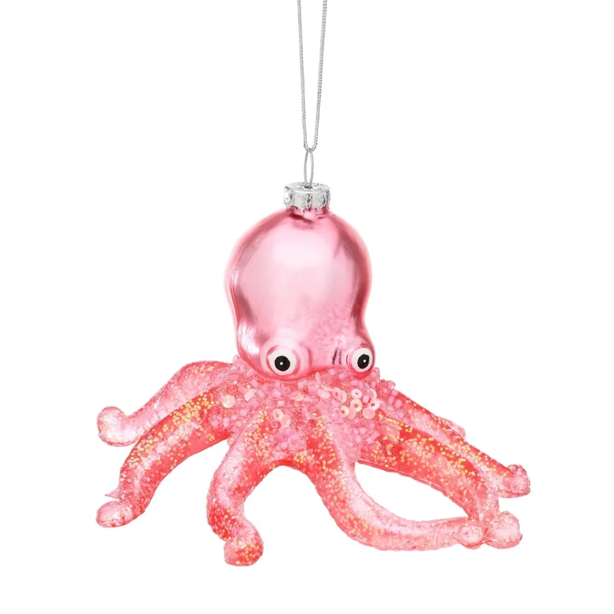 Sass and Belle Wonderland Glitter Octopus Shaped Bauble Pink