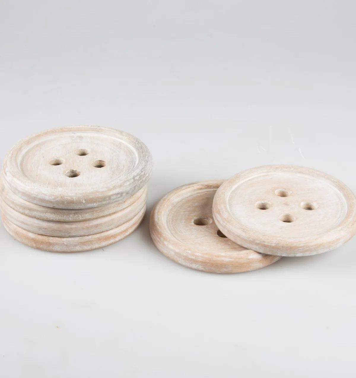 Clearance Sass and Belle Wooden Brown Button Coaster - Set of 6