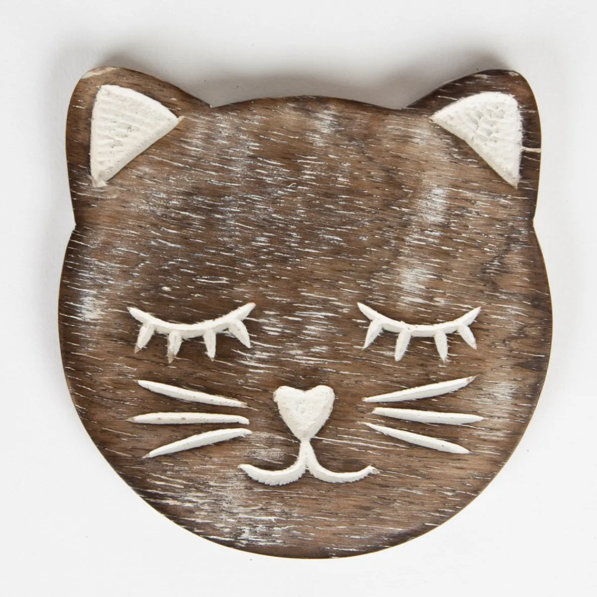 Best Sass and Belle Wooden Brown Carved Cat Coaster - Set of 6