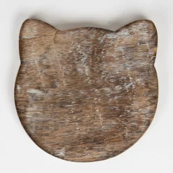 Best Sass and Belle Wooden Brown Carved Cat Coaster - Set of 6