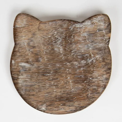 Best Sass and Belle Wooden Brown Carved Cat Coaster - Set of 6