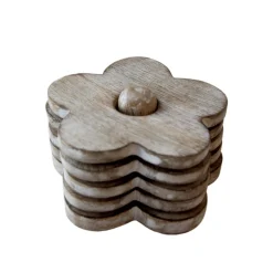 Sale Sass and Belle Wooden Brown Flower Coasters - Set of 4