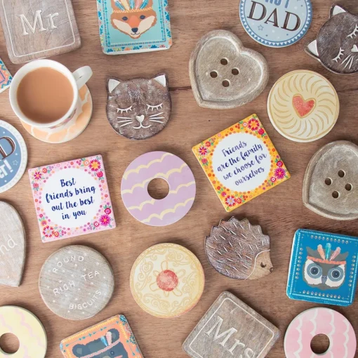 Discount Sass and Belle Wooden Brown Fox Coasters - Set of 6